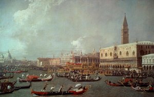 The return of the Bucentaur to the pier on Ascension Day (ca 1760) by (1697 1768) Canaletto