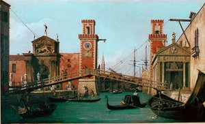 The Arsenal Bridge in Venice. Painting by Giovanni Antonio Canal called the Canaletto (1697-1768) 1730-1731