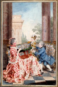 La belle Madame Caze, wife of the farmer general and her children by Carmontelle