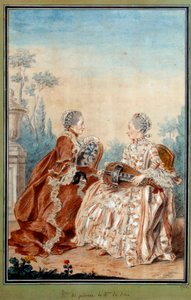 Madame de Julienne and Madame de Serre Doing Watercolour Music by Carmontelle