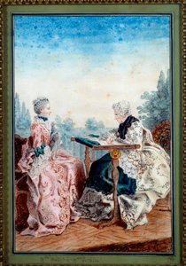 Mademoiselle Melin and Mademoiselle de Laleu Doing Watercolour Tapestry by Carmontelle