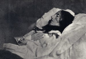 Portrait of the poet Marcelline Desbordes Valmore (1786-1859) on her deathbed. Photography by Felix Tournachon dit Nadar in 1859. Printing by Victor Tournachon, late 19th century. by Nadar