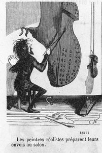 Realist painters prepare their shipments to the Salon by Nadar