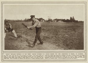 Cricket replaces football at the front, British soldiers in a match behind the lines somewhere in France, or Flanders