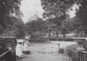 Feeding Pigeons, Buxton by (after) English photographer
