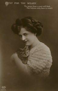 Girl with kitten by (after) English photographer