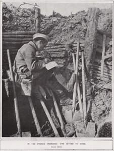 In the French Trenches, the Letter to Home by (after) English photographer