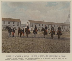 Cavalry School on Horseback, Mounting and Dismounting by (after) French Photographer