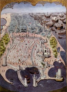 Attack of Eastern Ships Against Rhodes in 1482 (after miniature) by (after) French School