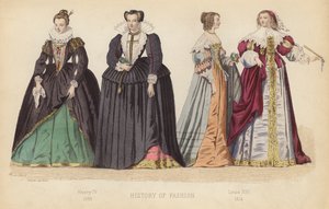 Fashion in France: Henry IV 1590; Louis XIII 1614 by (after) French School