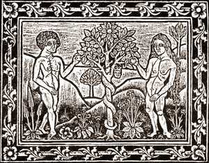 The Tree from which Adam ate the Apple, facsimile from a book of meditation, the first book printed at Albi, Languedoc, in 1481