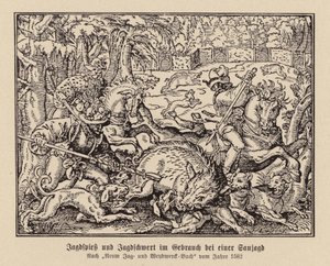Wild boar hunt by (after) German School