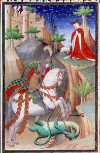 Page of the manuscript Les Tres Riches Hours du Duke Francois de Guise: Saint George and the Dragon