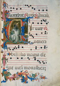 Illuminated initial with the figure of San Romualdo, for choir book 8 of Santa Maria degli Angeli