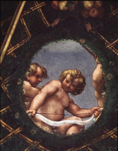 Angels Looking Out a Window by (c.1489 1534) Correggio