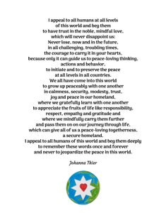 Peace Message with the Star of the Noble, Mindful Love for all Humans of this World