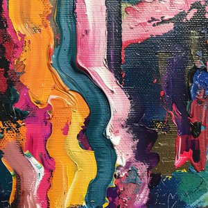 Vivid and Dynamic Acrylic Paint Colors with Oil Paint Brush Strokes
