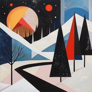 Geometric Shape with Abstract Trees & Winter Landscape by F. Abderrahim