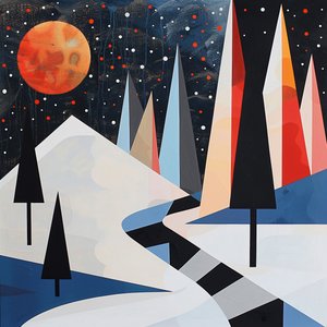 Abstract Trees & Snow-Covered Landscape
