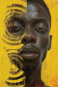 Minimalist Abstract Sci-Fi Surrealism Black Man Face by F. Abderrahim