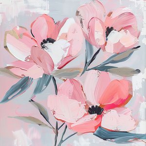 Abstract Pink Snow Flowers by F. Abderrahim