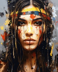 Abstract Portrait: A Young Native American Woman
