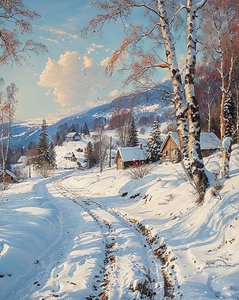 Landscape with Snowy Landscape by F. Abderrahim
