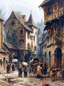Street Alley and Medieval Houses