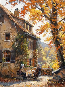 People in Front of an Old Traditional Italian House in the Middle of Nature