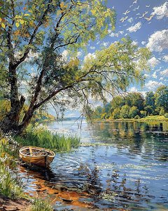Beautiful Landscape with Sunlit Meadows by F. Abderrahim