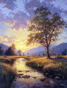Morning landscape sunrise over the mountains