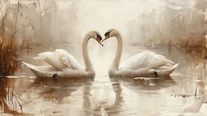 Two Swans Face to Face by F. Abderrahim