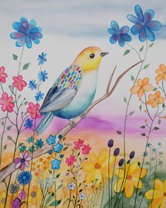 Modern Bird by Marys Watercolors