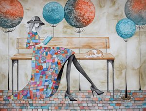 Her Beautiful Dress by Marys Watercolors