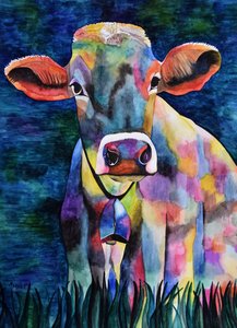 Watercolor Cow by Marys Watercolors