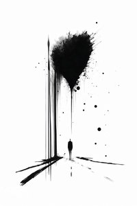 Abstract Black & White Conceptual Art Silhouette of Solitude by F. Abderrahim