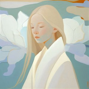 Abstract Likeness of a Light-Haired Girl in White by F. Abderrahim
