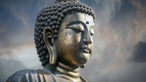 Buddha Portrait Sitting in Peaceful Meditation by F. Abderrahim