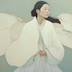 Japanese Woman Wearing Traditional Kimono by F. Abderrahim