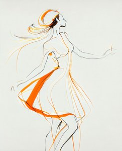 Minimalist Dancing Woman in Ewa Hauton Style by F. Abderrahim