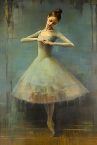 Oil Painting of a Ballerina by F. Abderrahim