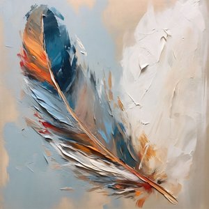 Beautiful Color Palette Red Blue Oil Painting by F. Abderrahim