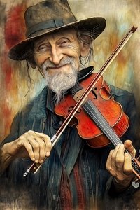 Street Musician Playing Jazz Music on Violin by F. Abderrahim