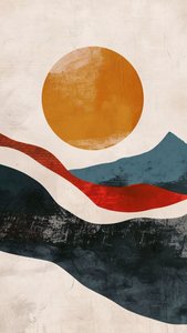 Rustic Sunset Abstract - Artistic Landscape by F. Abderrahim