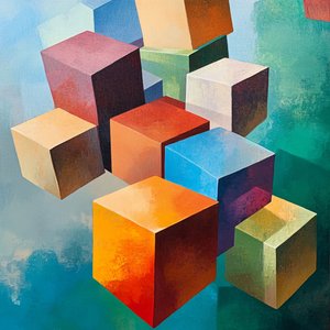 Abstract Colorful Wooden Geometric Pattern by F. Abderrahim