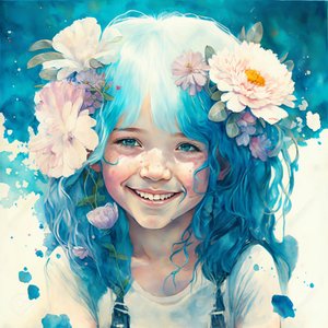 Watercolor drawing, a cute little girl in Loish style by F. Abderrahim