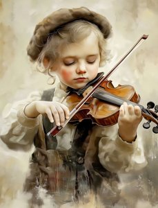 Girl playing violin by F. Abderrahim