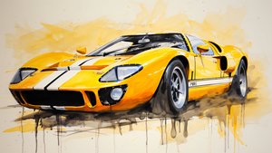 Artwork of a Modern Yellow Sports Car by F. Abderrahim