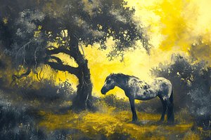 Classical Oil Painting of a Horse on the Trail by F. Abderrahim