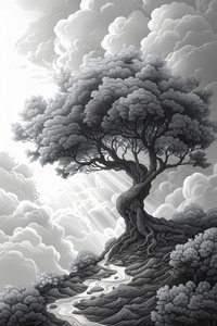 Majestic Rock Formation, Natural Portal, Dramatic Storm & Tree by F. Abderrahim